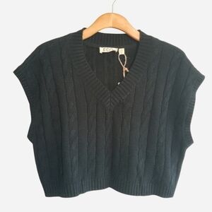 Eco By Design Boxy Cable Knit Sweater Vest Top Size S Academia clean girl preppy